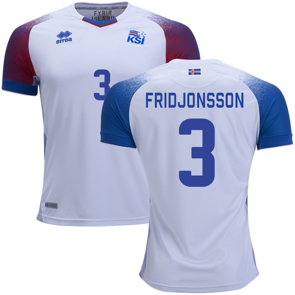 Iceland #3 Fridjonsson Away Soccer Country Jersey